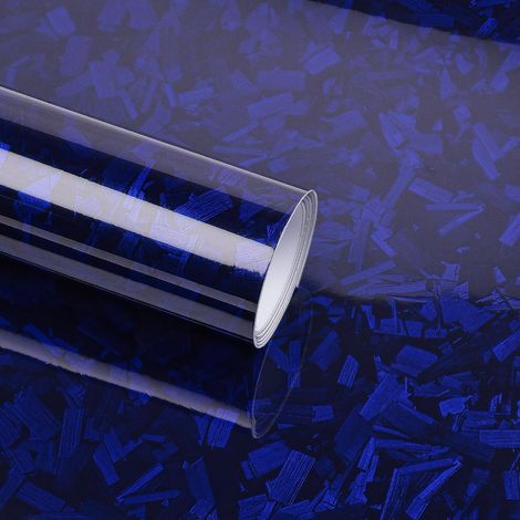 Covering Carbone Forgé Bleu Brillant 30 x 150 cm, Covering Voiture Adhésif avec Technologie de Libération d'air, Film Protection Intérieure et Extérieure pour Voitures, Motos et Vélos (1/5)