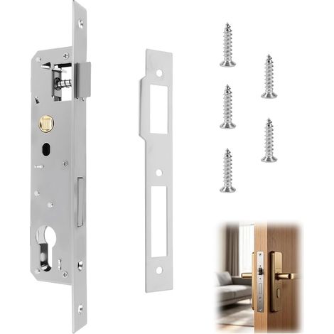 Serrure à Mortaiser Cadre Tubulaire 85mm, 25mm Serrure à Encastrer pour Porte de Jardin, Serrure Acier Inoxydable pour Portes Metalliques, Compatible DIN Gauche Droite (1/5)