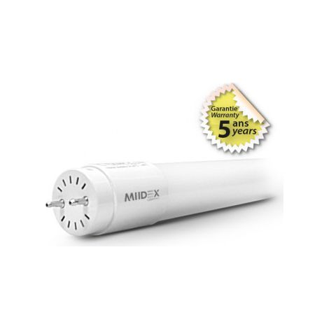 Tube LED T8 12W 4000K 1200 mm P/N même côté  Starter - Garantie 5 ans Miidex Lighting® (1/2)