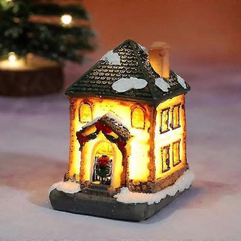 Maison en résine idéale pour la décoration de Noël. Ornement miniature de paysage fait main. Décoration de maison en résine tendance. Cadeau en résine.