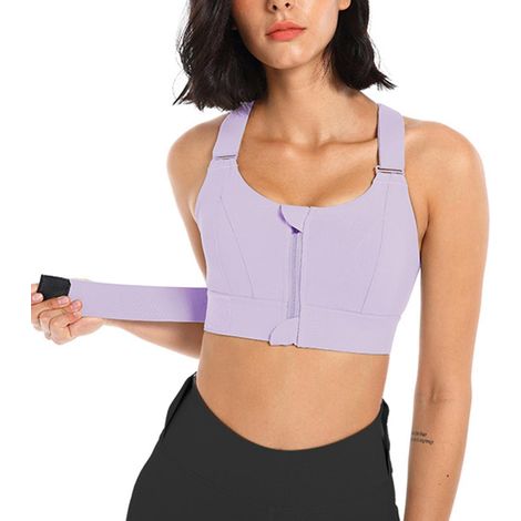 Sport-BH für Damen in großen Größen, stoßdämpfend und schnelltrocknend, ideal zum Radfahren und Laufen – 4XL – Lila-4XL (1/5)