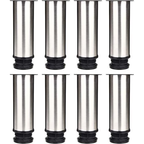 Lot de 8 Pieds de Meubles, Pied Cuisine Réglables Ø 50 mm/Hauteur 150 mm Ronds Métal Acier Inoxydable Canapé Jambe Table Pieds (1/5)