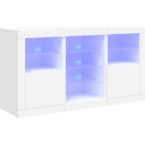 Maison La Vie - Buffet Salon Moderne - Meuble de rangement - avec lumières LED blanc 123x37x67 cm bu1943