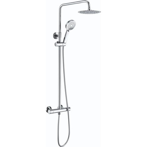 RAK Origin Thermostatic Round Bar Mixer Shower with Shower Kit + Fixed Head - Chrome (1/2)