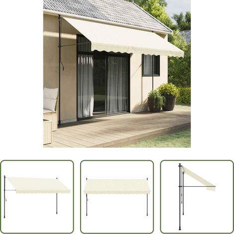 vidaXL Toldo retráctil de tela y acero crema 350x150 cm (1/5)