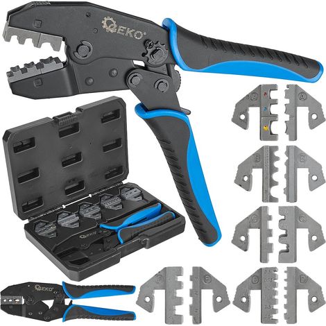 Pinza crimpatrice per connettori per cavi + set di 5 matrici (5) (1/5)