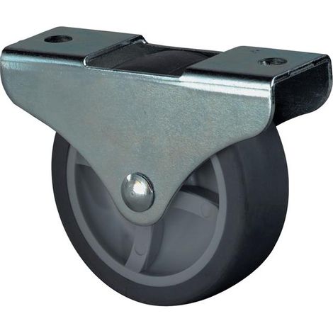 Roulette à caisson 25 mm – Charge 30 kg – Caoutchouc thermoplastique – Plaque de fixation pour sols durs – Bs Rollen