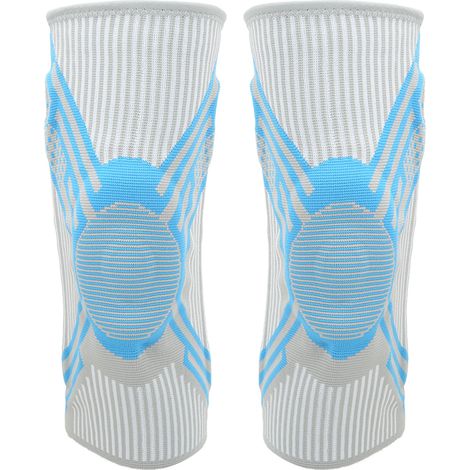 1 Paire Genouillère Sport Coussin Rotulien Nylon Tricoté Silicone Ressort Protection Support Bleu Basketball Course (1/5)