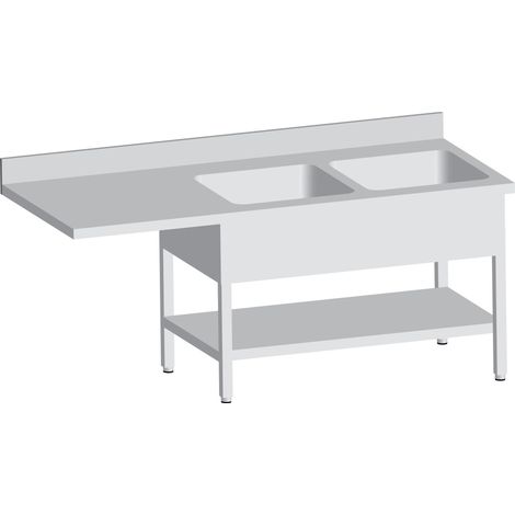 Plonge Inox avec 2 Bacs de 600X500X300 MM - L2G - SPLV187-2BD-ETP