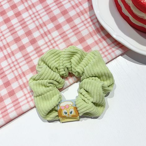 Élastique à cheveux fille femme, scrunchy doux motif cartoon vert, accessoire cheveux élastique pour rendez-vous et fête (1/3)