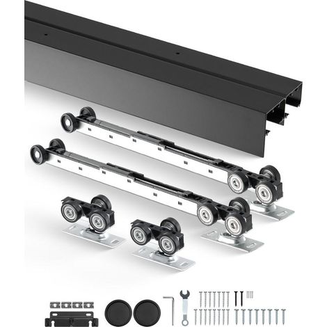 Kit Rail Porte Coulissante Placard 2438 mm Système 2 Portes Alliage Aluminium Épaisseur 35-45 mm Charge 68 kg (1/5)