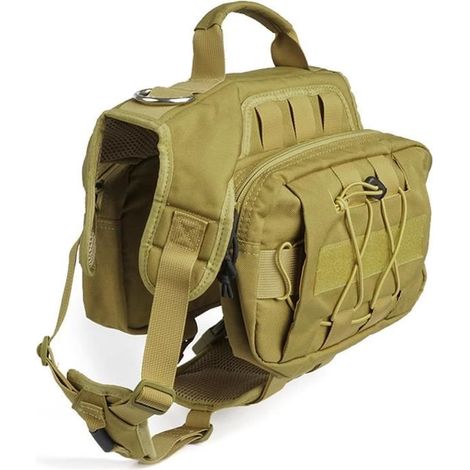 Sac À Dos Tactique pour Animaux,Harnais Sac À Dos pour Chien avec 2 Poches Latérales Spacieuses,Harnais Tactique pour Chiens,61-83cm-Ywey (1/3)