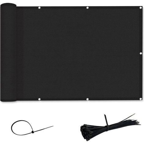 ALOVEZ Brise-Vue et Pare-Soleil pour Balcon HDPE- Résistant aux UV,aux déchirures/Rayures de Couture (0.9x3m, Noir) (1/4)