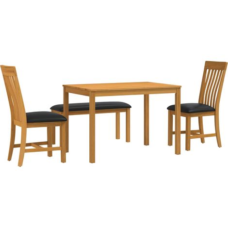 Ensemble de salle à manger 4 pc Noir Bois de chêne massif vidaXL (1/5)