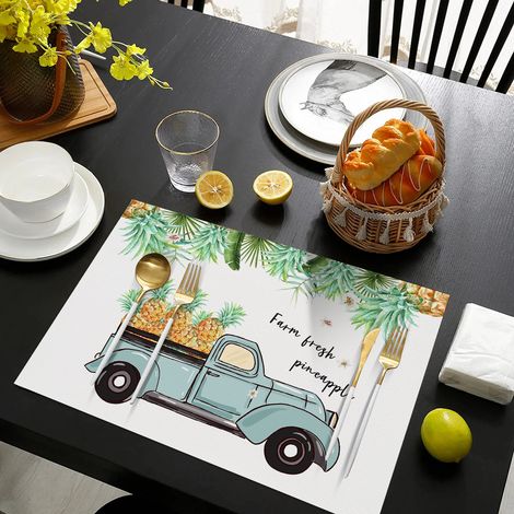 Creative Car Series Placemats - Hotel Restaurant Placemats, Home Use, Leather, Non-slip, Waterproof, Heat Insulating Table Mats - Car Series - 2 - Leather, Color Printed, 3045CM