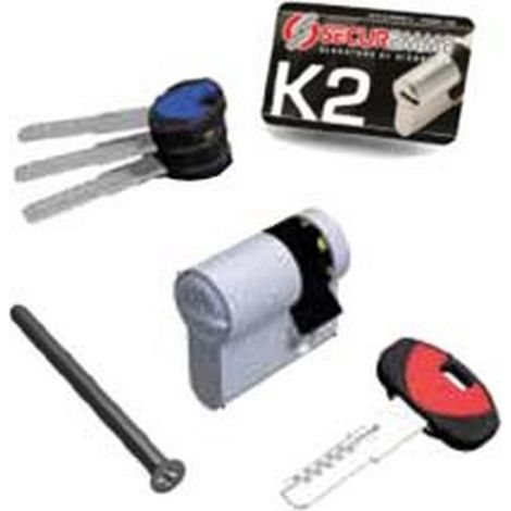 1PZ CILINDRO SAGOMATO PROFILO EUROPEO "K2" 1+3 CHIAVI 0CK2 SERIE 3200-M - mm.30x10 cromo satinato