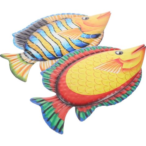 Décoration Murale en Métal Poisson 2 Pièces Fer Colorée (1/5)