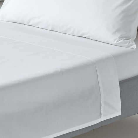 HOMESCAPES White Egyptian Cotton Flat Sheet 200 Thread Count, King - White