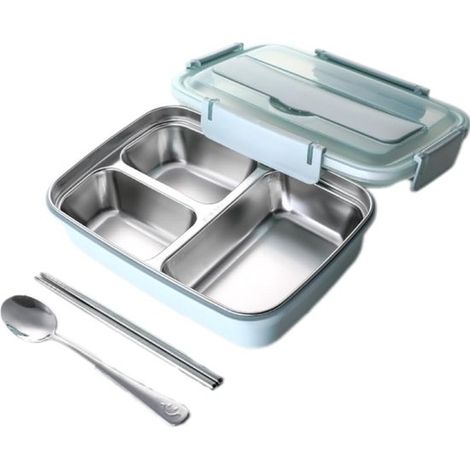 Portapranzo in acciaio inox 304 - Adatto al microonde, termoisolante - Portapranzo riscaldato con divisori - Design a doppia parete, adatto per ufficio e scuola - A tenuta stagna, lavabile in lavastov