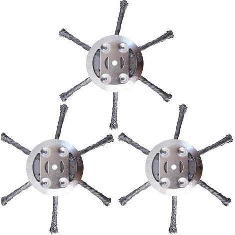 Tête Coupe-Bordures à Fil d’Acier – 15 x 15 x 3 cm – Lame Acier – Lot 2 (6 Lames) – Pour Herbes et Mauvaises Herbes