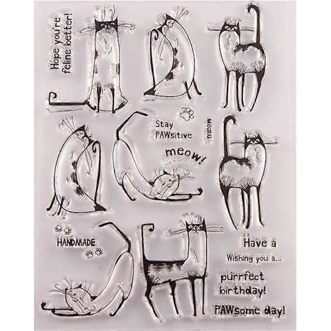 Tampon en silicone transparent mignon pour chat, idéal pour le scrapbooking, la décoration d'albums et les loisirs créatifs. (1/5)