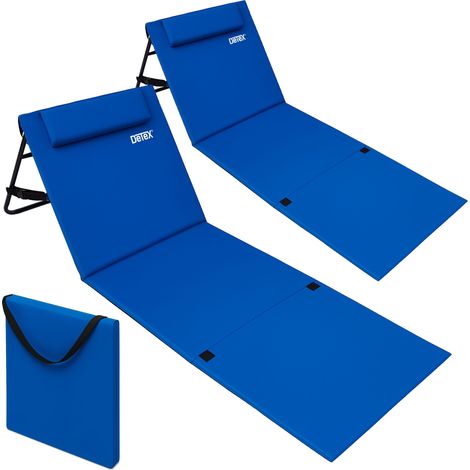 DETEX® 2xTappetino da mare Schienale imbottito Poggiatesta Regolabile Pieghevole 158x56x45,5cm 100% poliestere materassino lettino prendisole da spiaggia pisicina