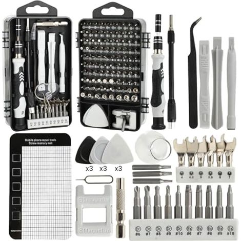 Kit de tournevis de précision 138 en 1, mini-jeu avec embouts Torx et Tri-Wing, outils de réparation pour téléphones, PC, ordinateurs portables, MacBook, iPhone, PS4 et PS5. (1/5)