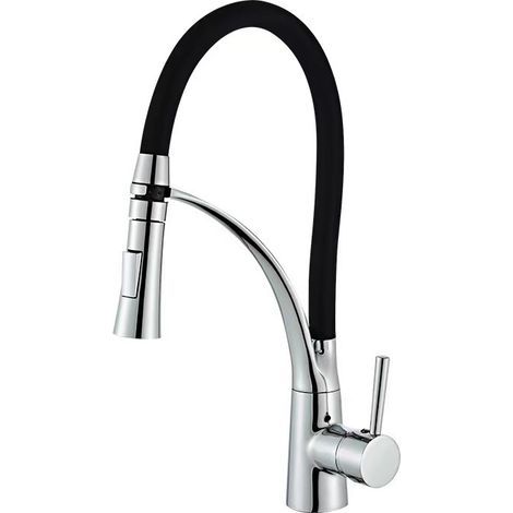 Electroplated kitchen sink faucet, single-pipe, dual-use hot/cold water, pull-out, swivel, all-copper – electroplated copper model