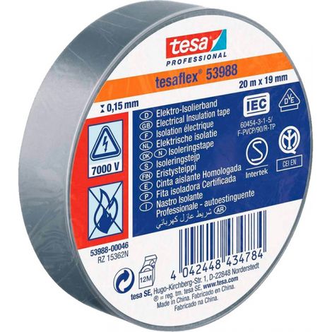 Pack. 10 Rollen graues Isolierband 19mm x20mt tesa (1/2)