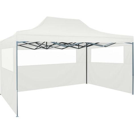 Tente de réception pliable, Barnum Pergola Pavillon Chapiteau Tonnelle de Jardin avec 3 parois 3 x 4,5 m Blanc FCV25723 (1/5)