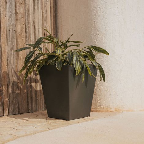 CALÉNDULA 50 Macetero Cuadrado Estilo Rústico de Interior y Exterior Para Plantas y Flores Muy Resistente al Paso del Tiempo. Hecho de Polietileno en España - Antracita (1/5)