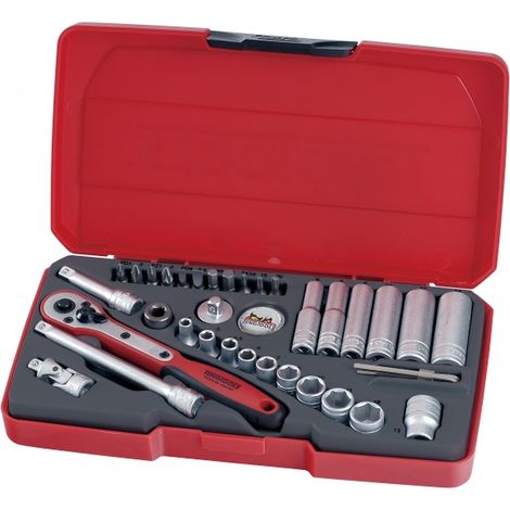 Teng Tools T1436 Ensemble de clés à douilles rouge 36 pcs