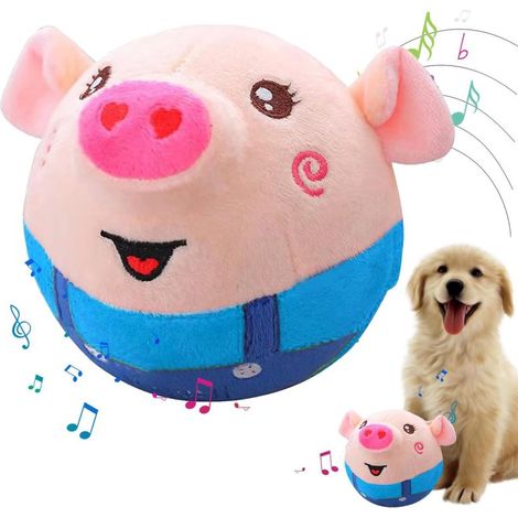 Peluche interactive pour animaux, balle rebondissante, anti-ennui (Cochon bleu)