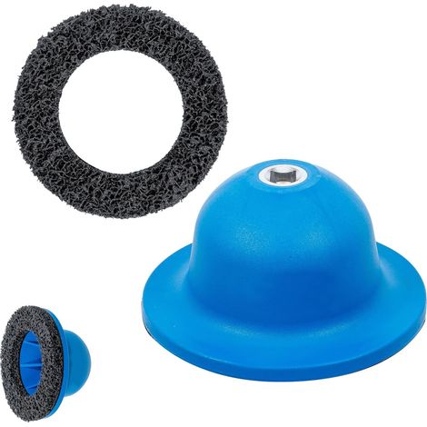 Ponceuse de moyeu de roue pour nettoyage des jantes, ponceuse à pot 150 mm avec disque abrasif en carbure de silicium, dérouillage, meulage, nettoyage, compatible avec visseuse à percussion 1/2" (1/5)