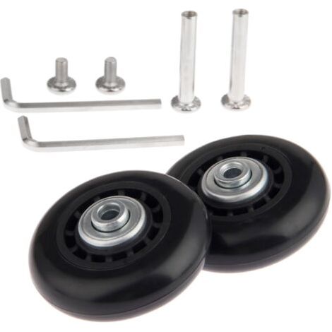 Pair Kofferrolle, Gepäckrad, Achsen und Rollen, 2 Stück Ersatzrollen mit Lagerachsen 64 x 18 mm – Koffer-Ersatzräder für die Kofferreparatur (1/3)