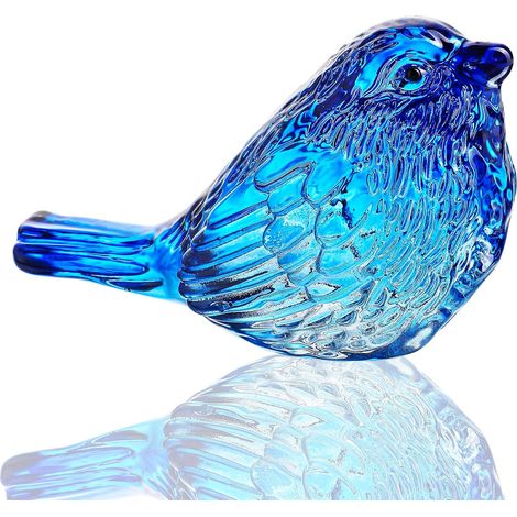 Figurines d'oiseaux en verre bleu, cadeaux pour les passionnées d'oiseaux, figurines d'animaux en cristal à collectionner pour la décoration intérieure, bleu (1/5)