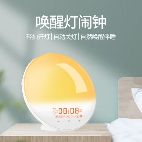 Réveil LED simulé lever de soleil naturel lumière simulée coucher de soleil avec veilleuse réveil tactile veilleuse colorée avec chargeur US (1/5)