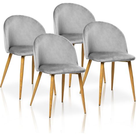 Pack de cuatro sillas de comedor estilo vintage con asiento y respaldo fabricado en terciopelo modelo Pedraza en color gris piedra (1/5)