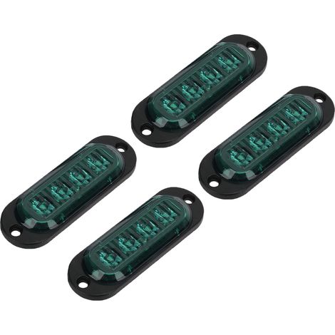 4 Feux latéraux camion 3000K haute luminosité IP65 étanche 4 LED verts, installation facile, clignotants d'urgence 12-24V, kit de 4 (1/5)