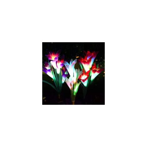 3er-Pack Solarleuchten für den Außenbereich mit 12 Lilienblüten – Dekorative LED-Lampen für die Terrasse (Rosa, Lila, Weiß) – Crezuo (1/4)