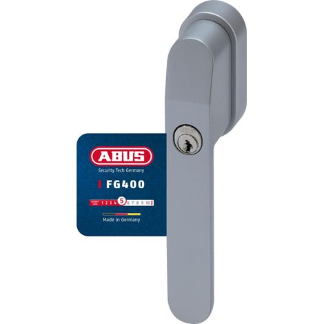 ABUS Maniglia per finestra con serratura FG400 – con cilindro a pressione e chiave – sicurezza bambini e protezione antifurto – universale – chiusura uguale AL0145 – Livello di sicurezza 5 – Argento (1/5)
