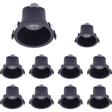 Aluson – Lot de 10 spots LED encastrables D68 6W IP44 – Blanc chaud 3000K – Pour installations plafond – Matériau polycarbonate – Durée de vie 30 000 h (1/5)