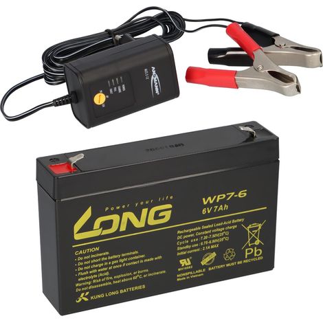 AGM BLEI AKKU BATTERIE 6V 7Ah kompatibel für USV BLEIGEL GEL 7,2Ah + LADEGERÄT (1/5)
