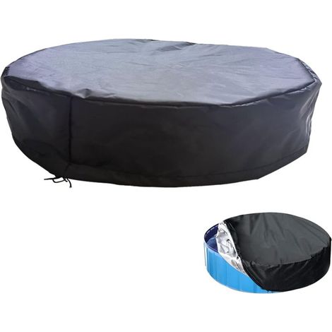 Shunfaji Protective Cover for Tubular Swimming Pools, Waterproof Round Swimming Pool Cover, Dustproof, Suitable for Round Inflatable Swimming Pools, Black (245 x 20cm) (1/4)