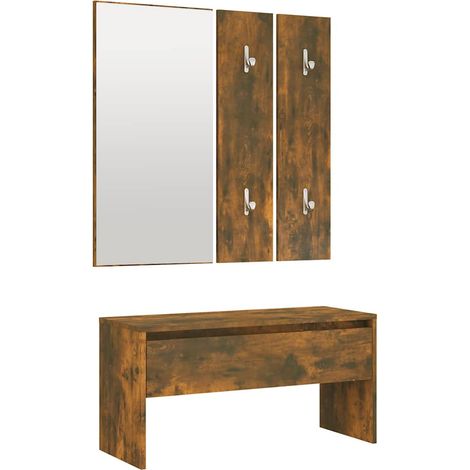 Ensemble de meubles d'entrée Design moderne, Vestiaire d'entrée, Chêne fumé Bois d'ingénierie OIB6516E (1/5)