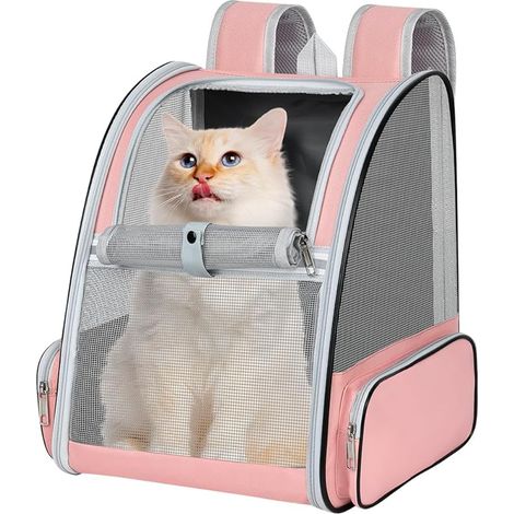 Cat Backpack for Small Dogs, Transport Backpack for Dogs, Pink (1/5)