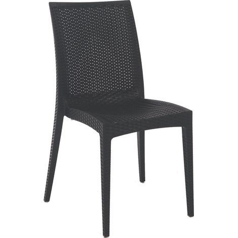 Grand Soleil – Chaise bistro en résine rotin anthracite 57x50xH89 cm – Structure en polypropylène – Confort optimal pour espaces extérieurs