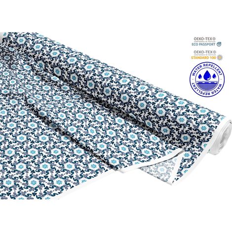 TESSUTI DECORATIVI PER ESTERNI OXFORD - Motivo fiori blu astratti I DR212 (1/5)