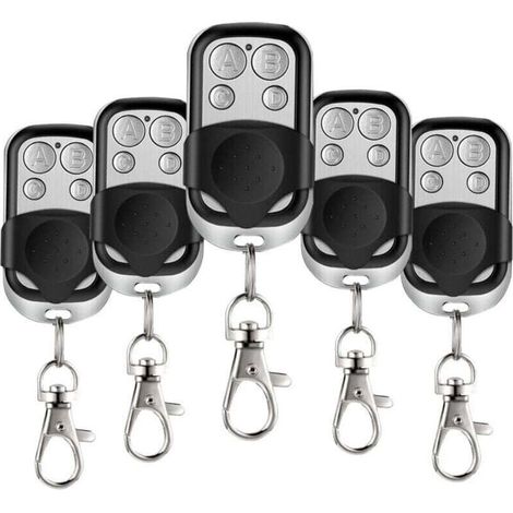 5 pezzi Telecomando universale per cancello, XU, telecomando wireless a 4 pulsanti per porta da garage a 433,92 MHz con portachiavi a coperchio scorrevole per porta da garage elettrica --Crezuo