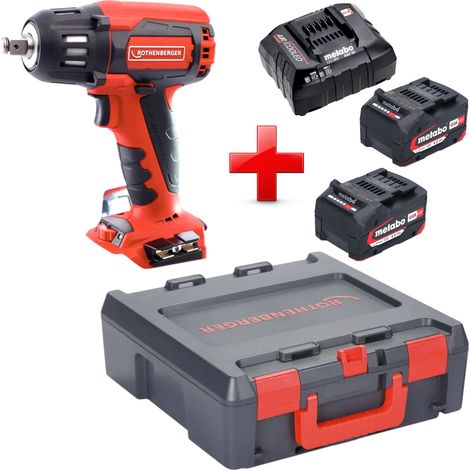 Rothenberger RO ID400 Visseuse à choc sans fil 18 V 400 Nm Brushless + 2x batterie 4,0 Ah + chargeur + Rocase